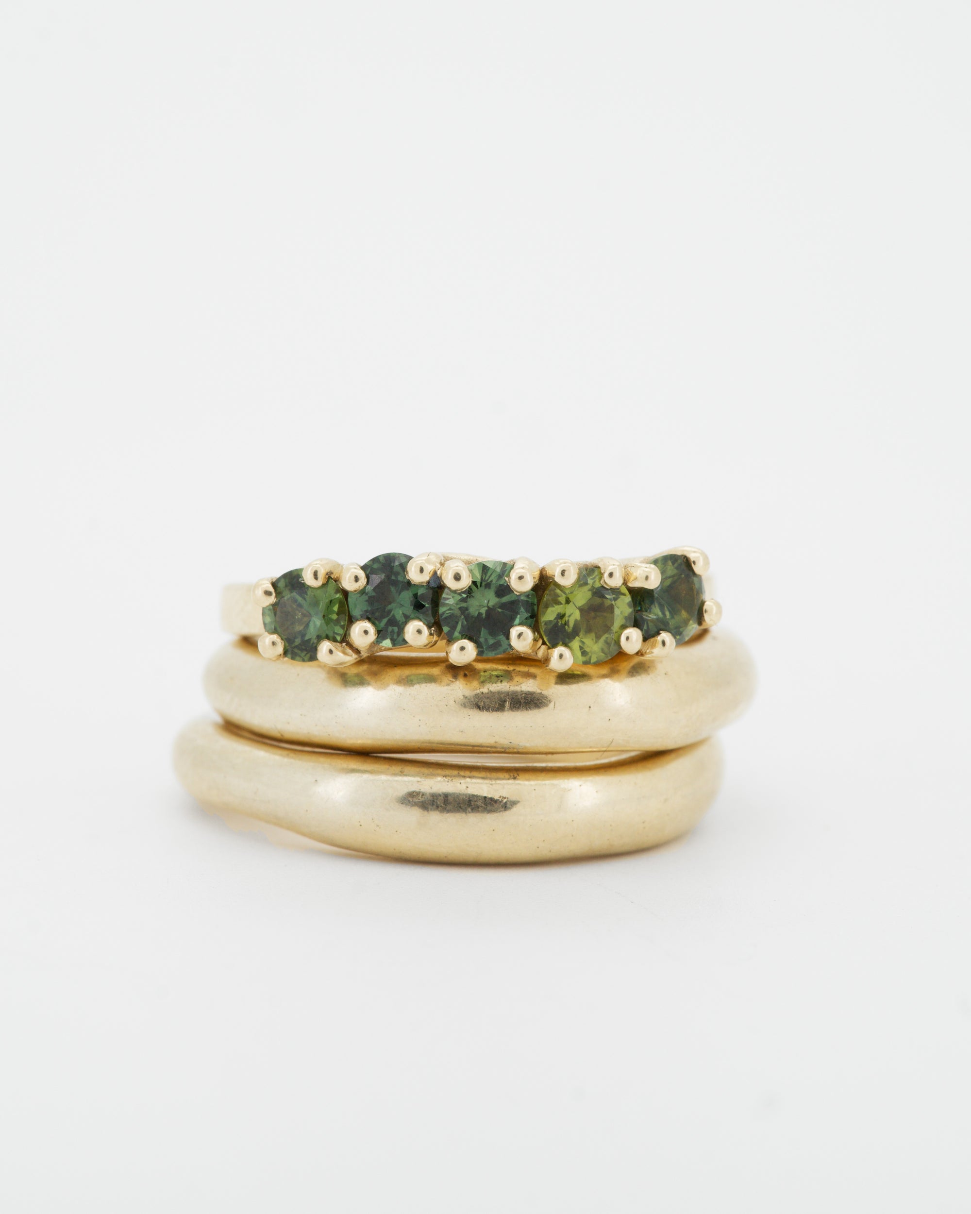 Green Sapphires + 9ct Yellow Gold