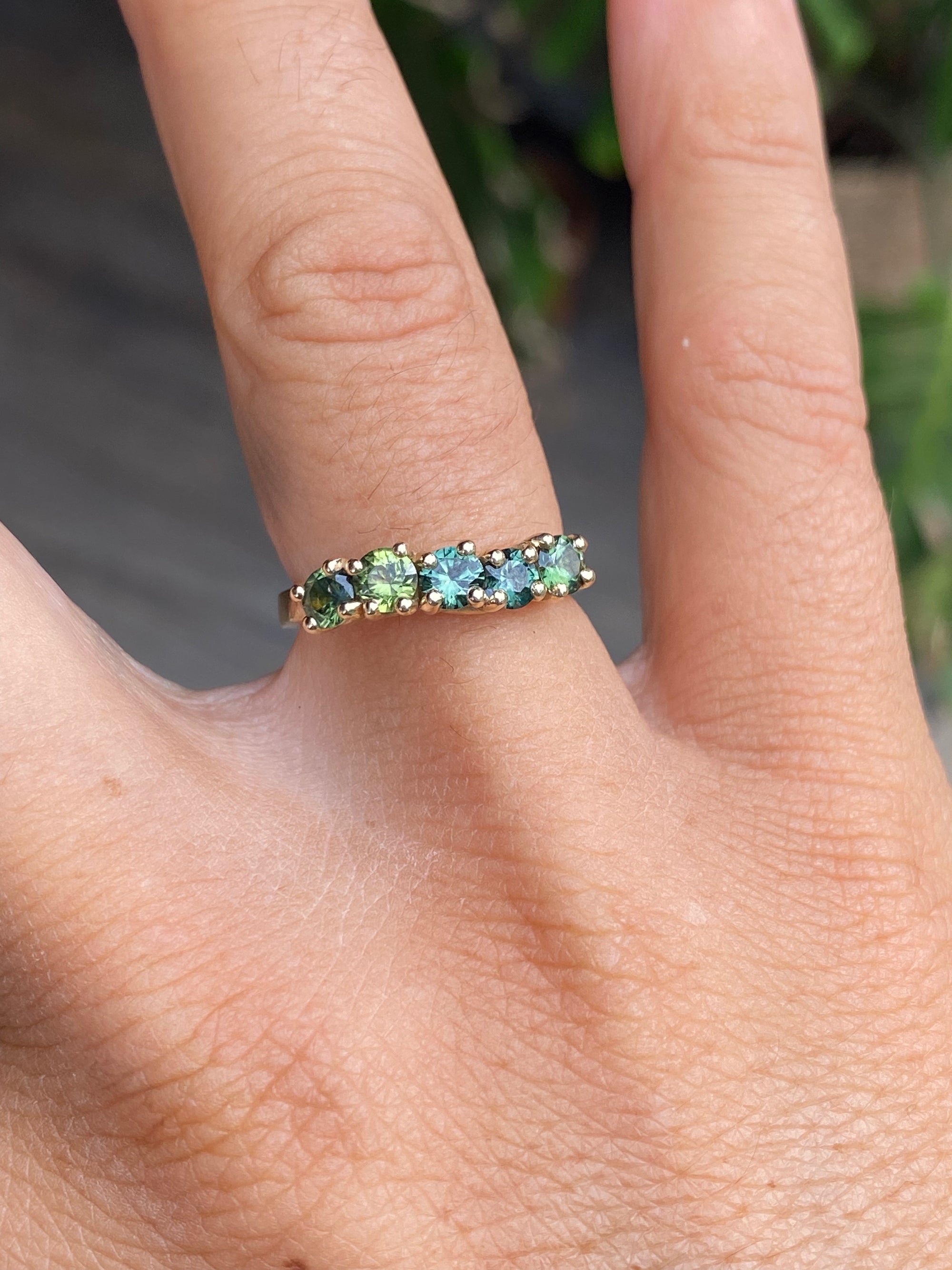 Green Sapphires + 9ct Yellow Gold