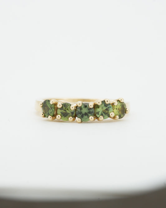 Green Sapphires + 9ct Yellow Gold
