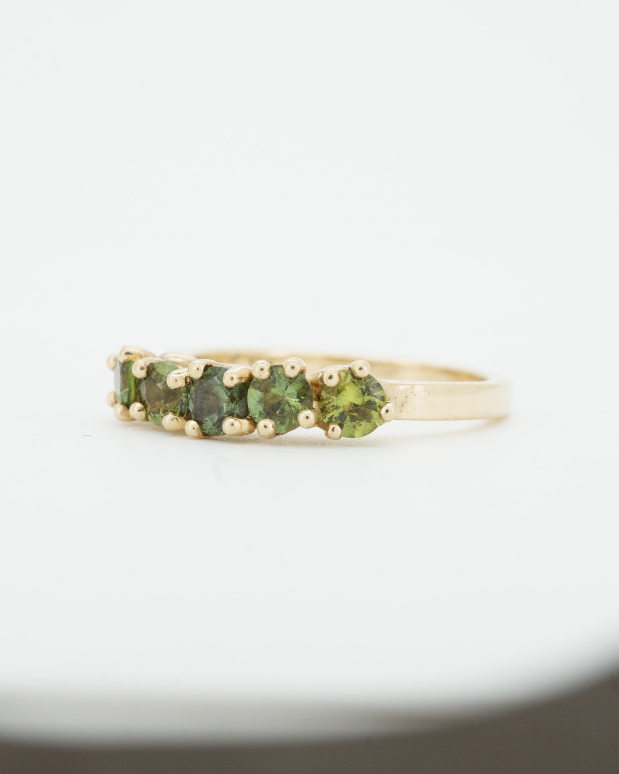 Green Sapphires + 9ct Yellow Gold