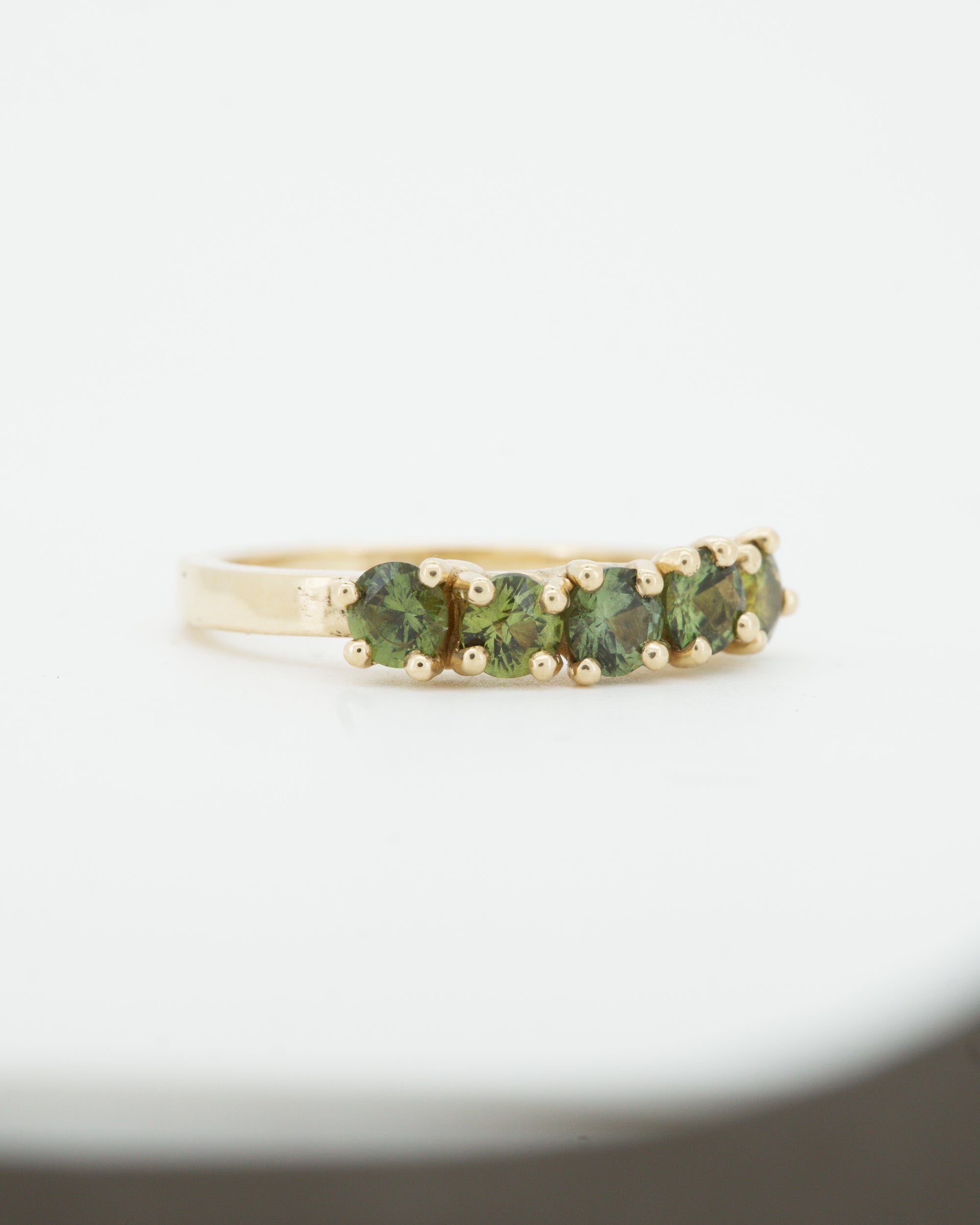 Green Sapphires + 9ct Yellow Gold
