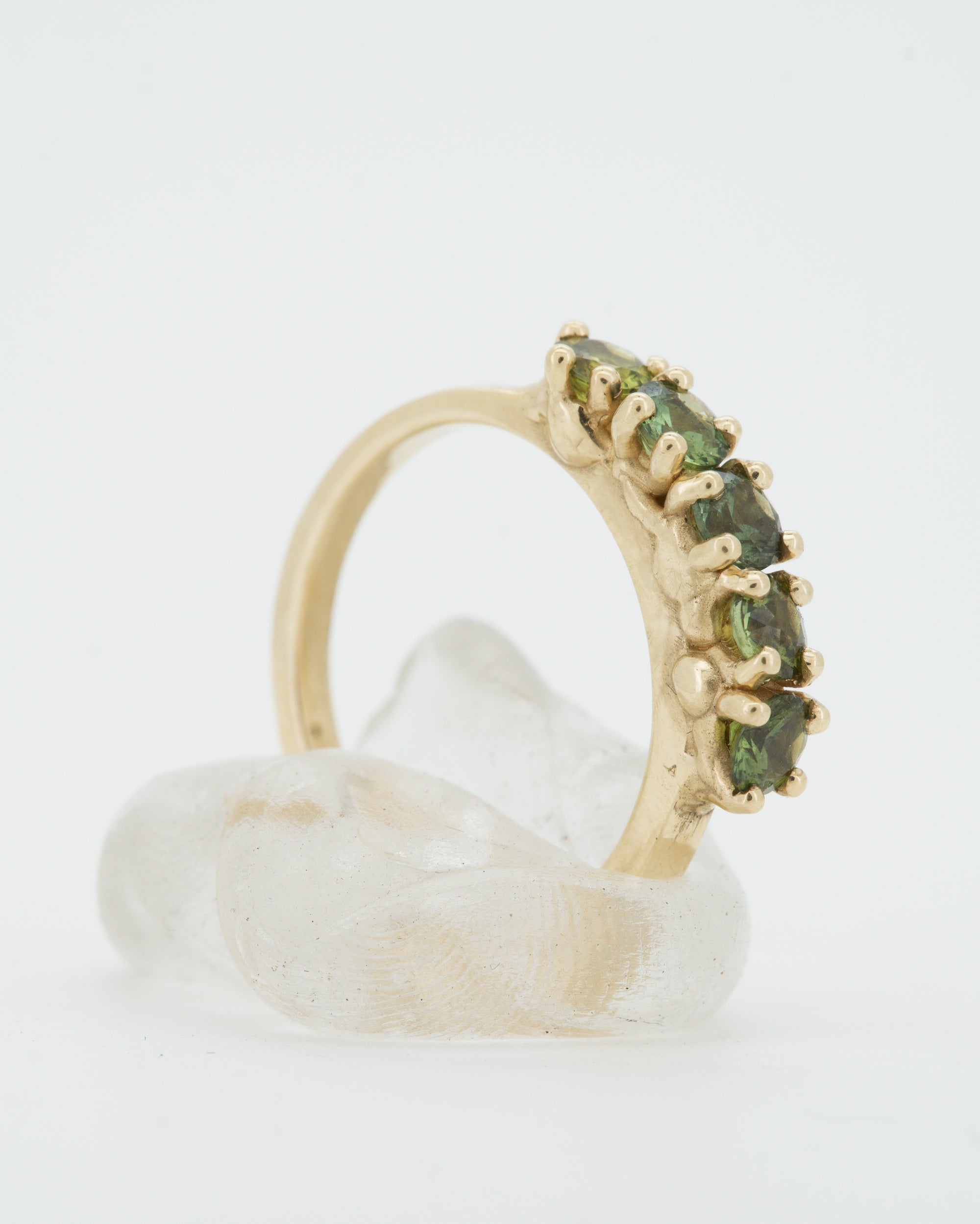 Green Sapphires + 9ct Yellow Gold