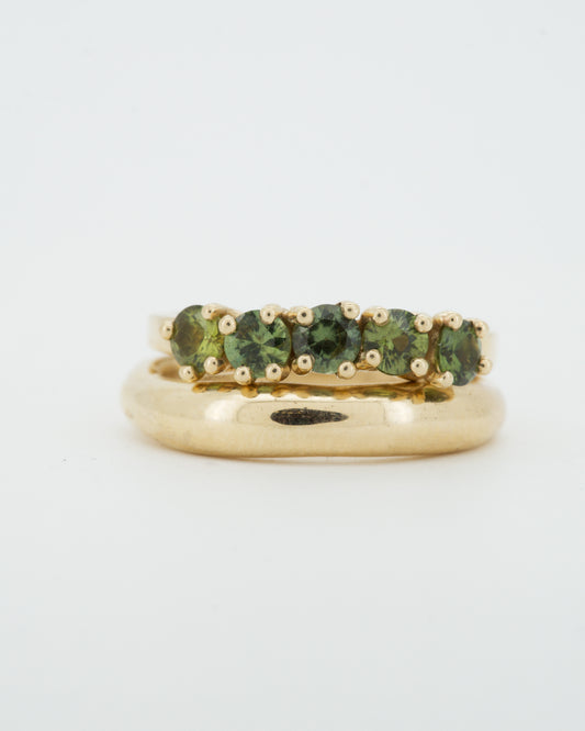 Green Sapphires + 9ct Yellow Gold