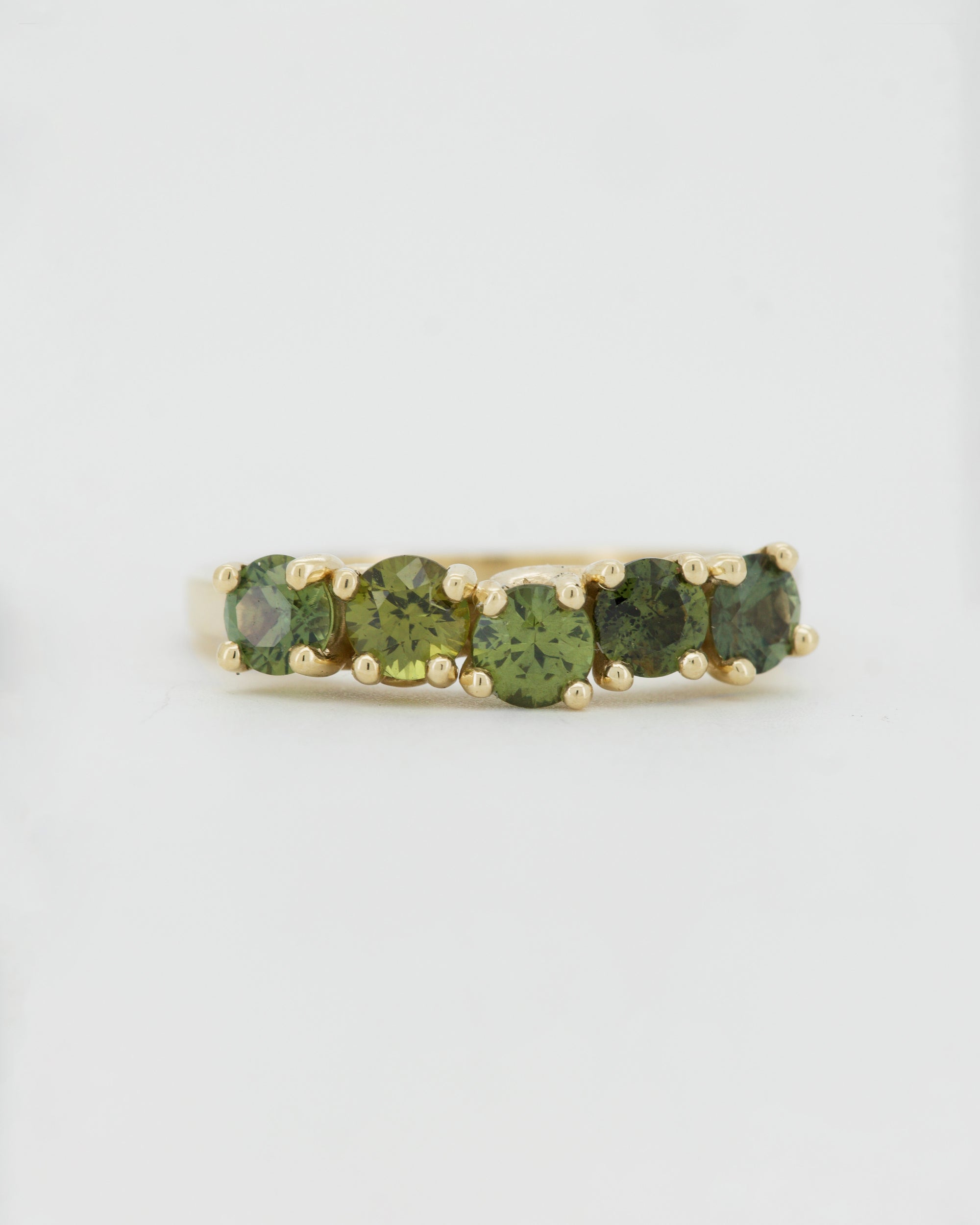Green sapphires + 9ct yellow gold - large