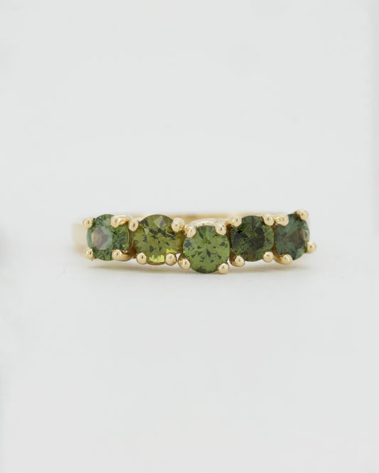 Green sapphires + 9ct yellow gold - large