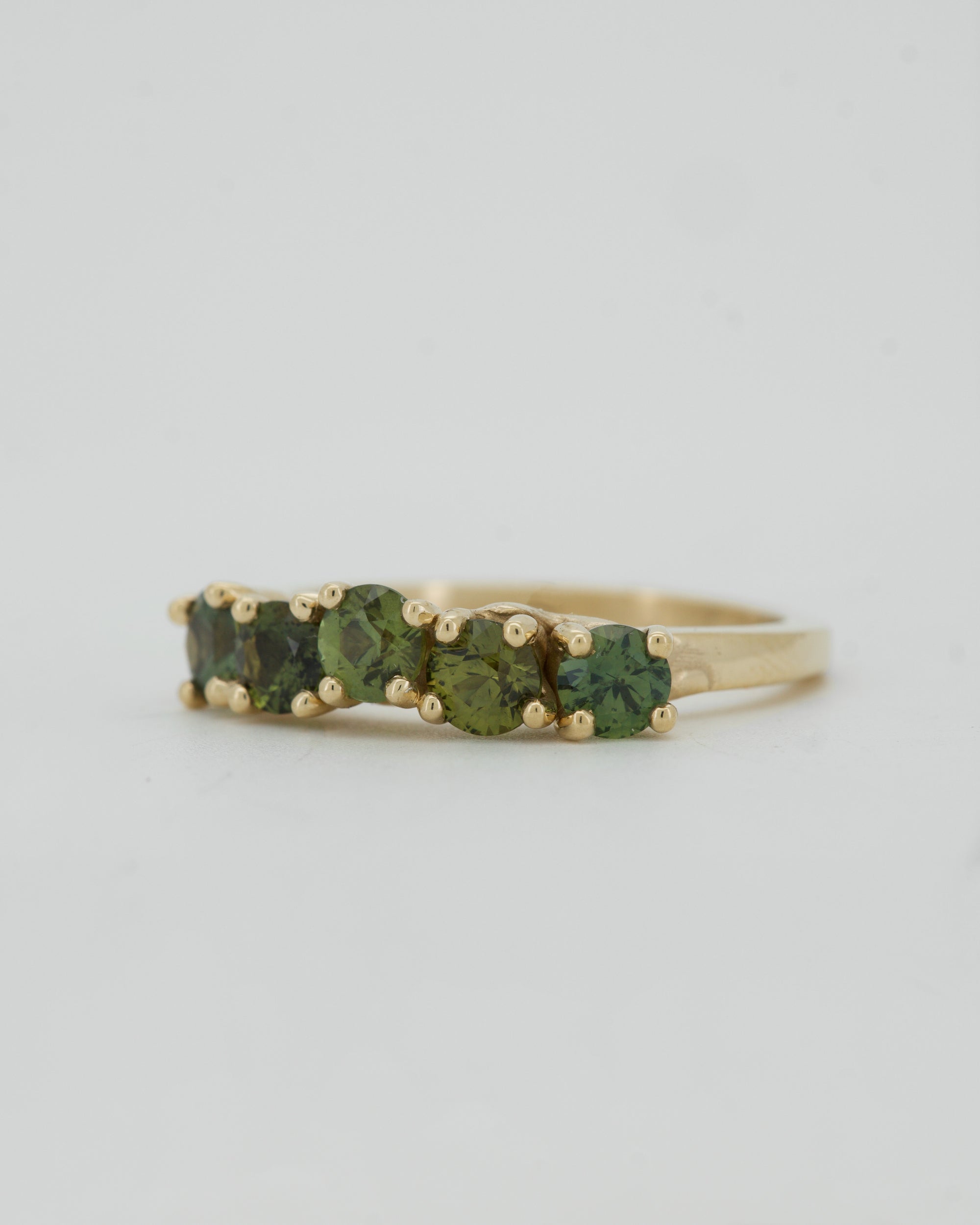 Green sapphires + 9ct yellow gold - large