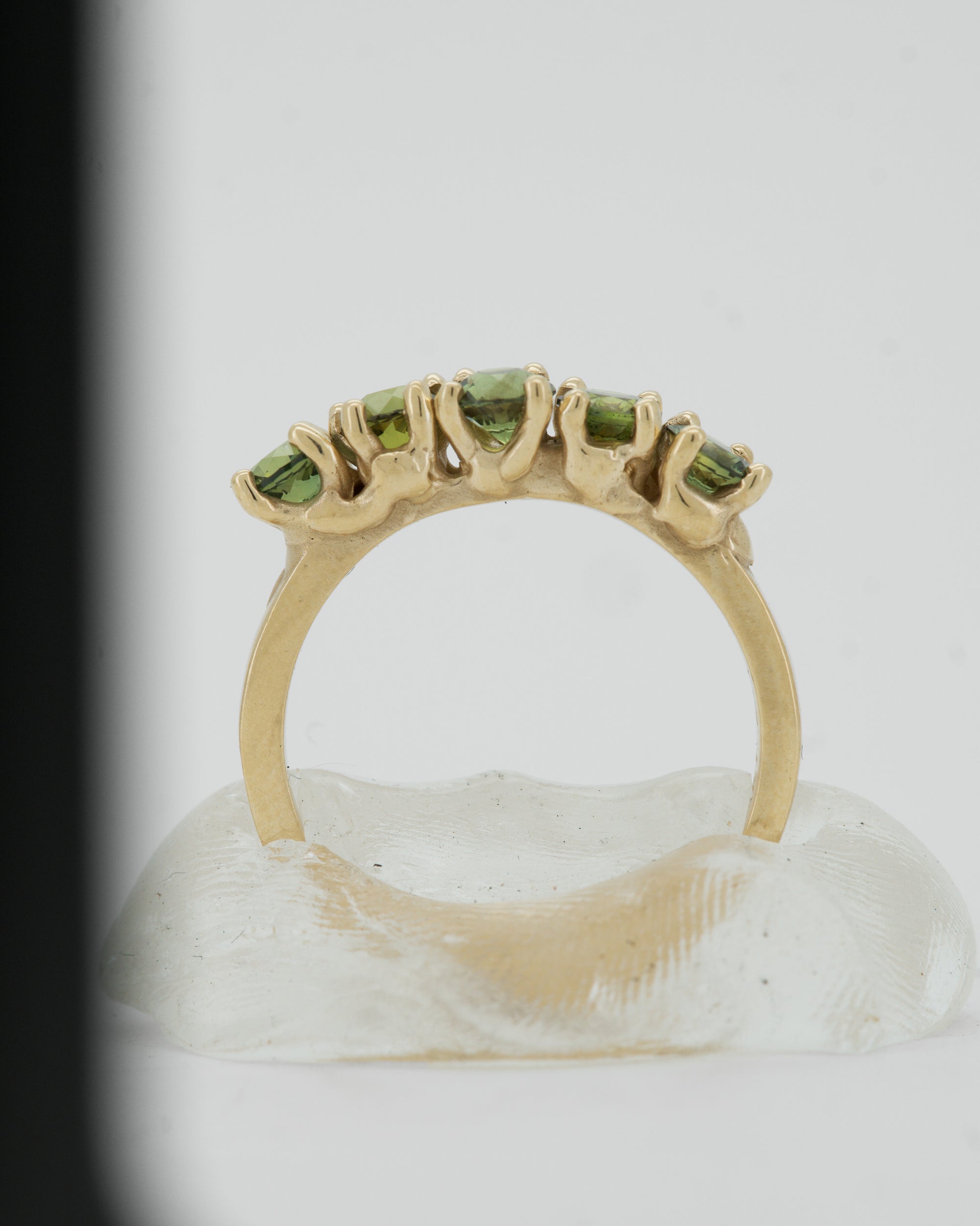 Green sapphires + 9ct yellow gold - large