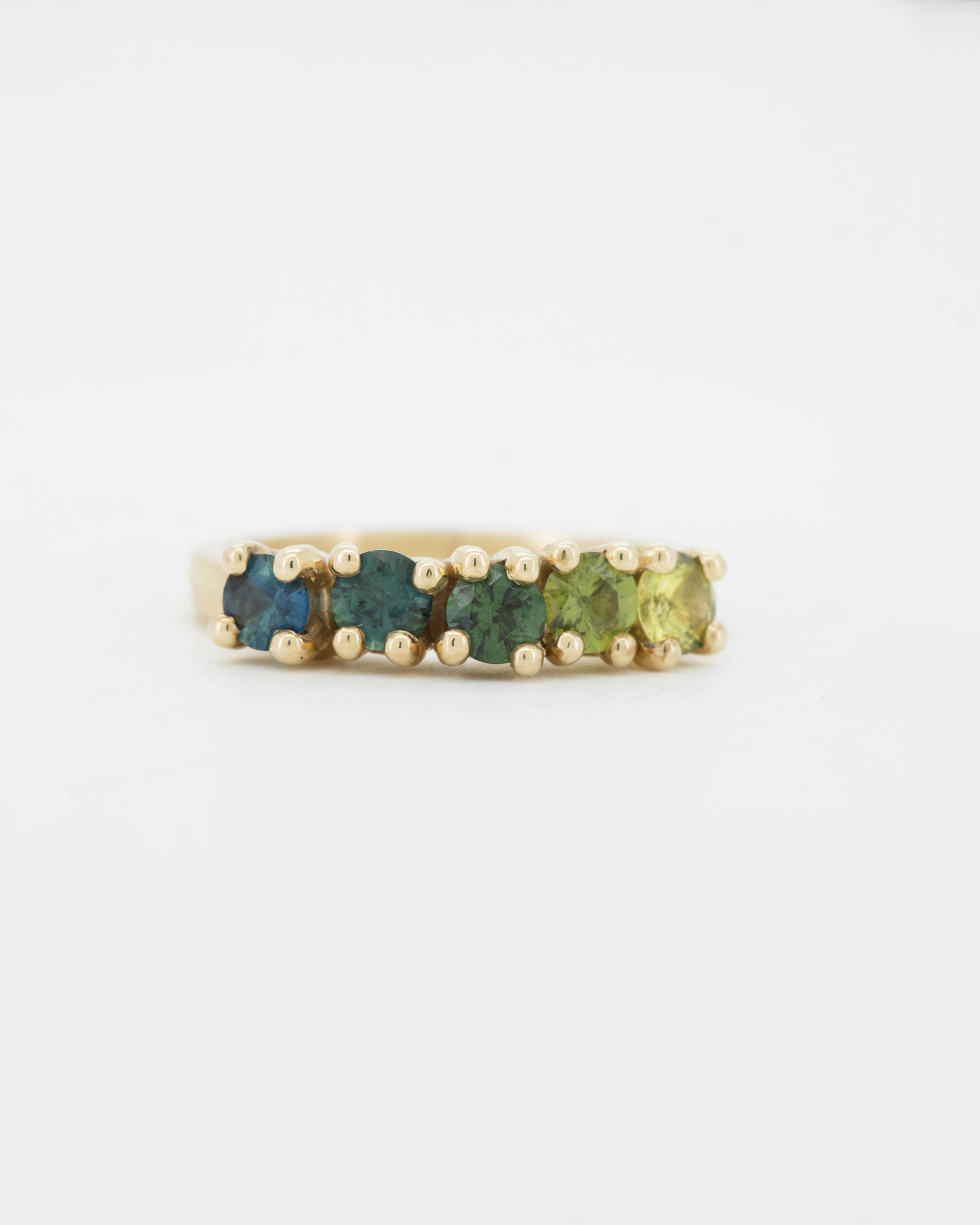 multi-coloured sapphires + 9ct gold