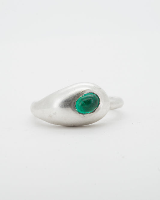 Drip Ring + emearld cabochon