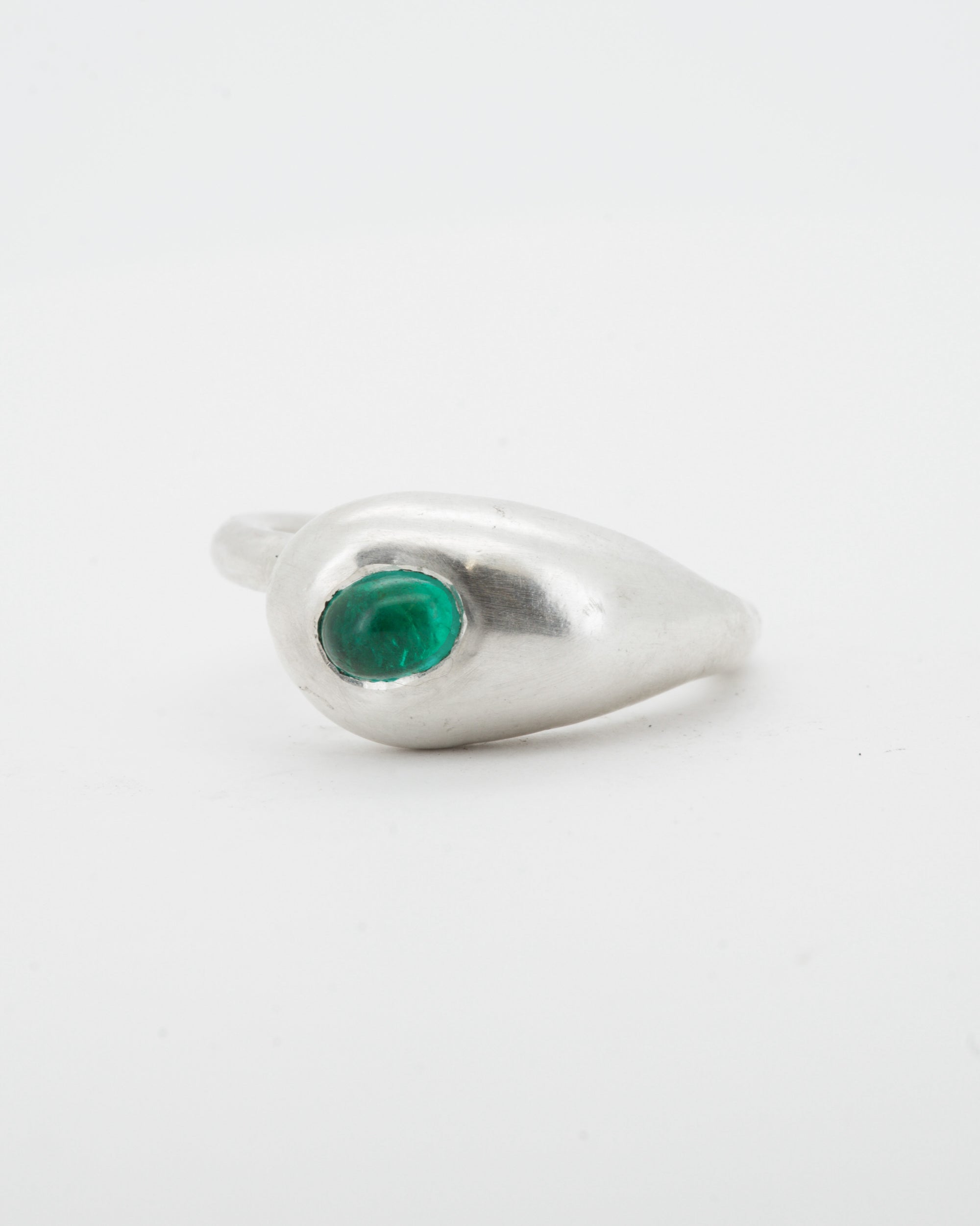 Drip Ring + emearld cabochon