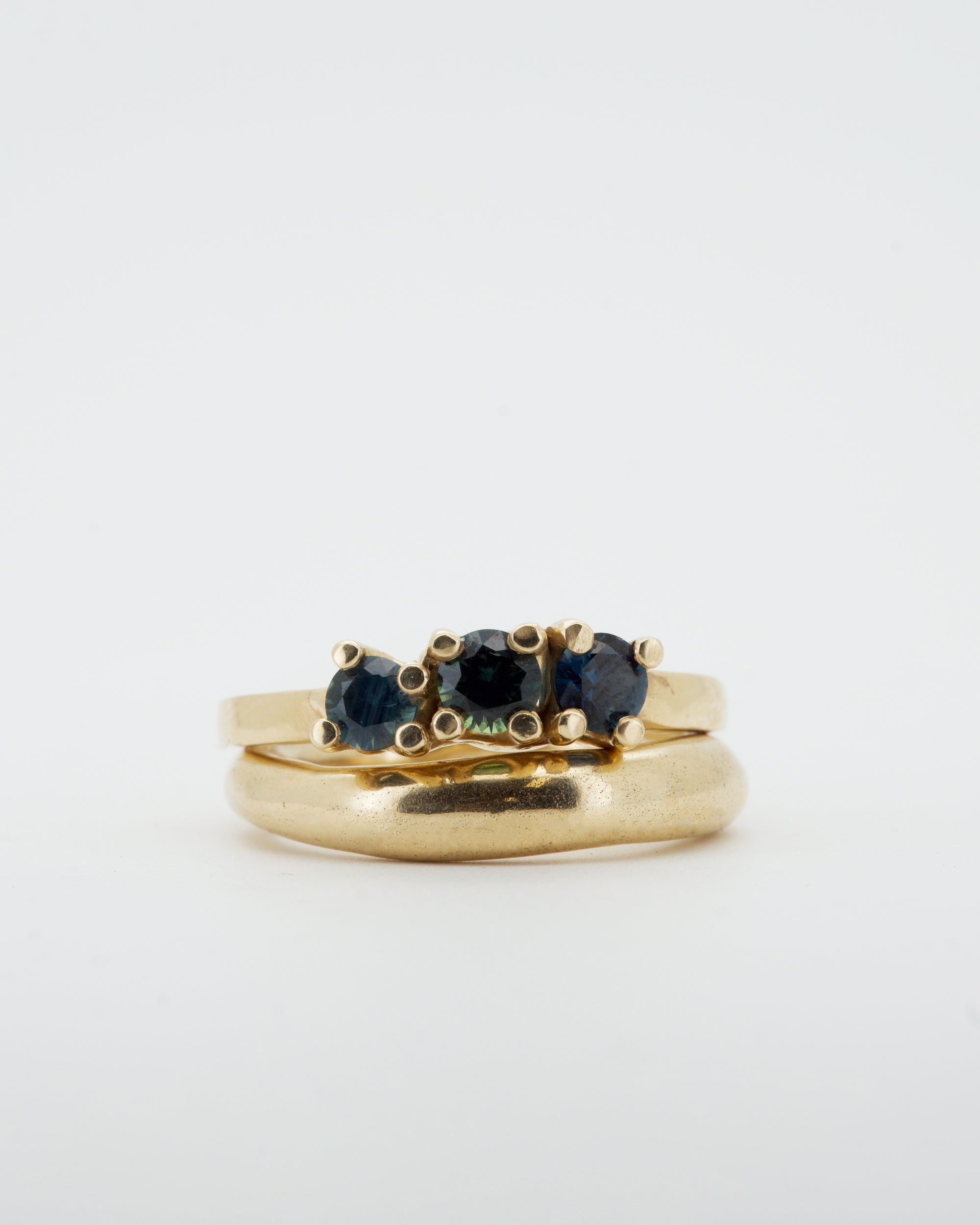 teal sapphires + solid 9ct yellow gold