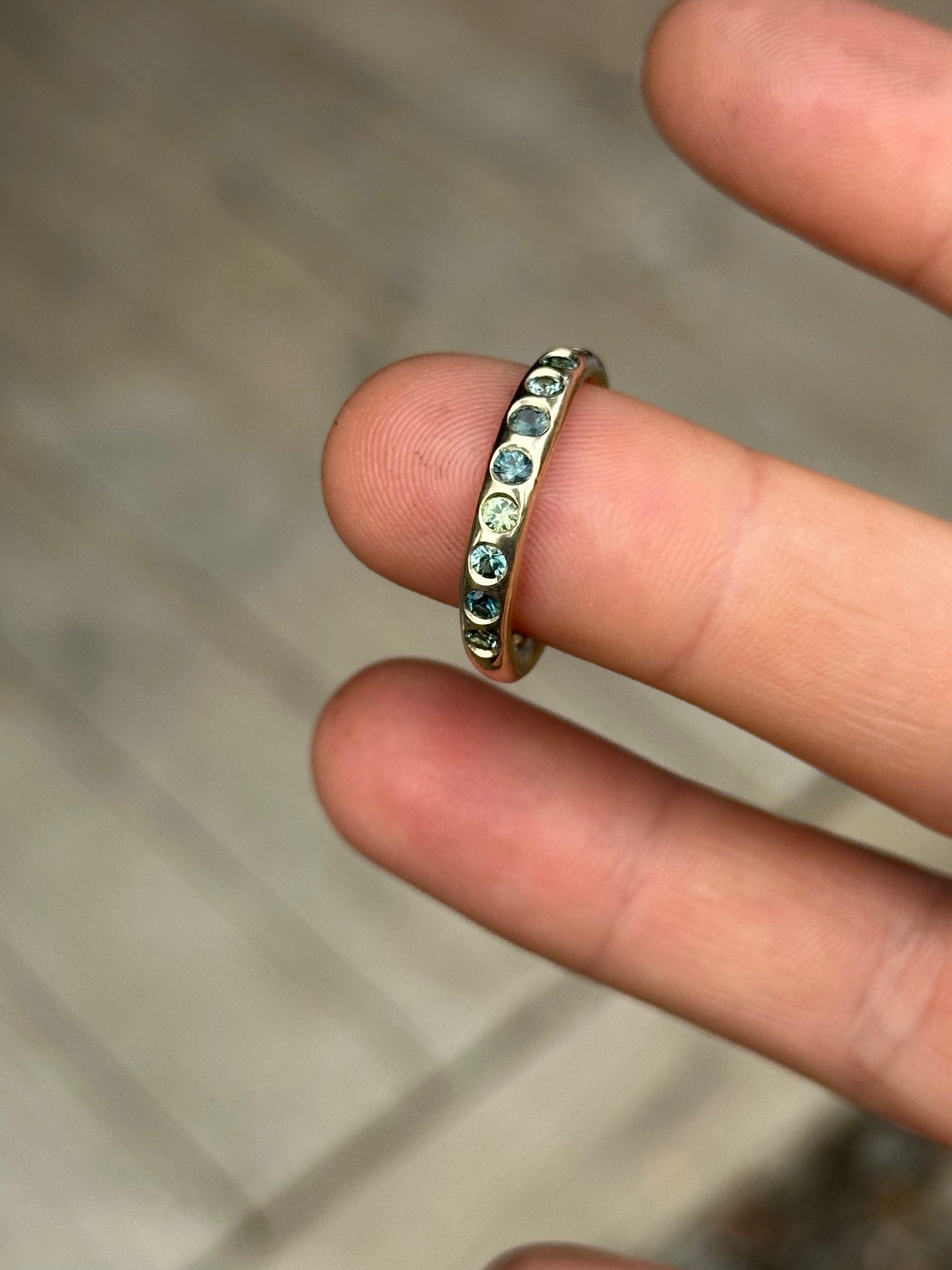 Slender Nuque + teal sapphires