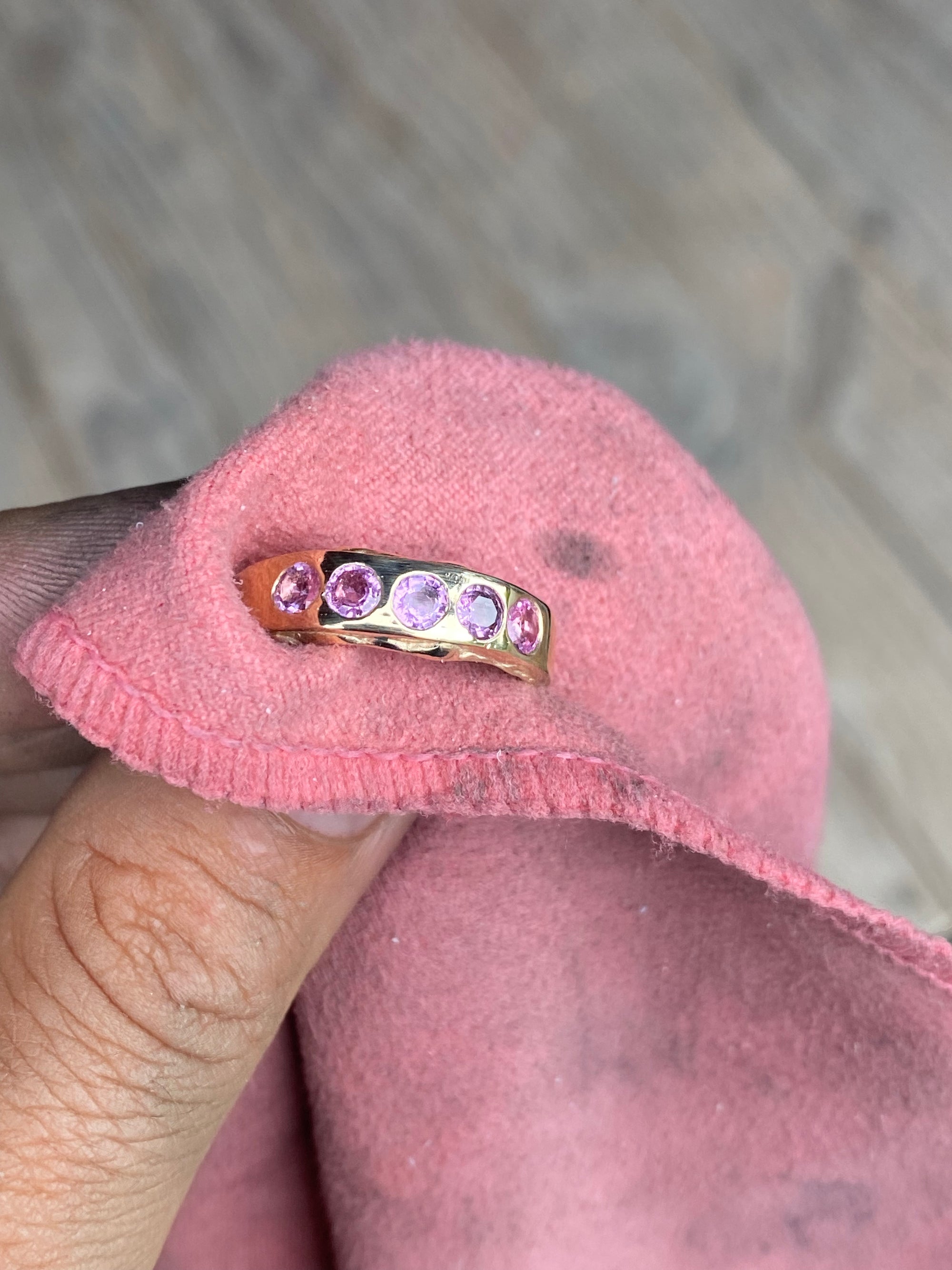 Drip band - pink sapphires + solid 9ct