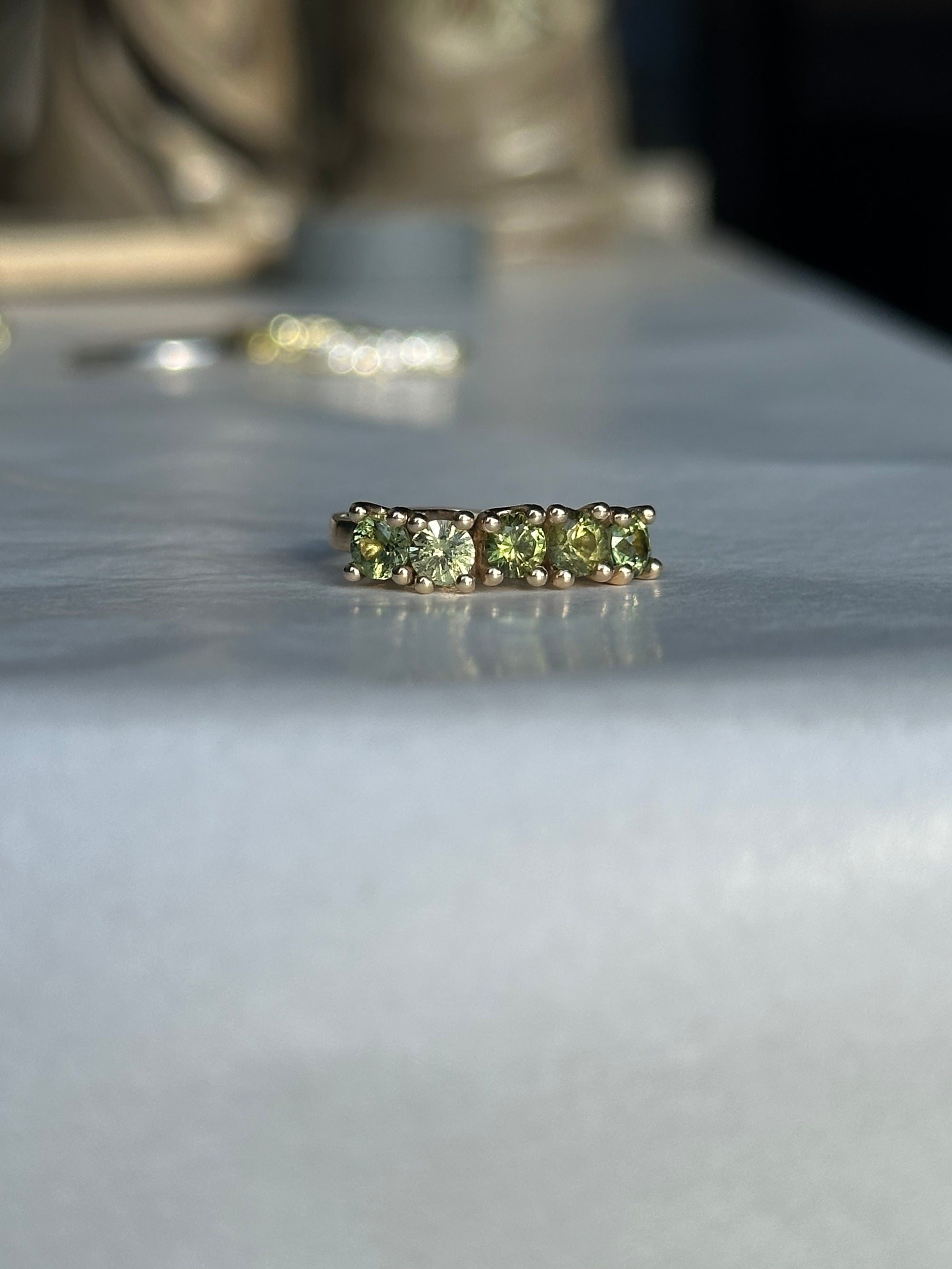 Green Sapphires + 9ct Yellow Gold