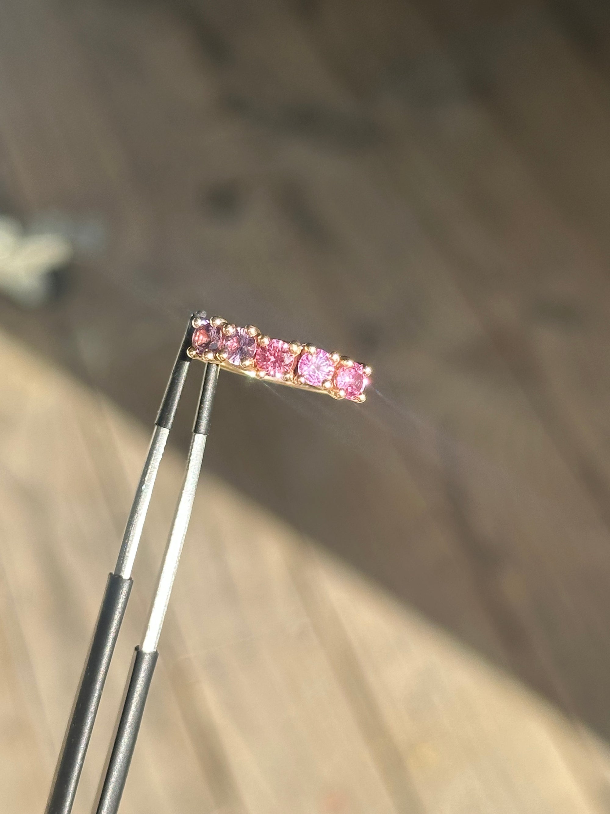 Pink Sapphires + 9ct Yellow Gold