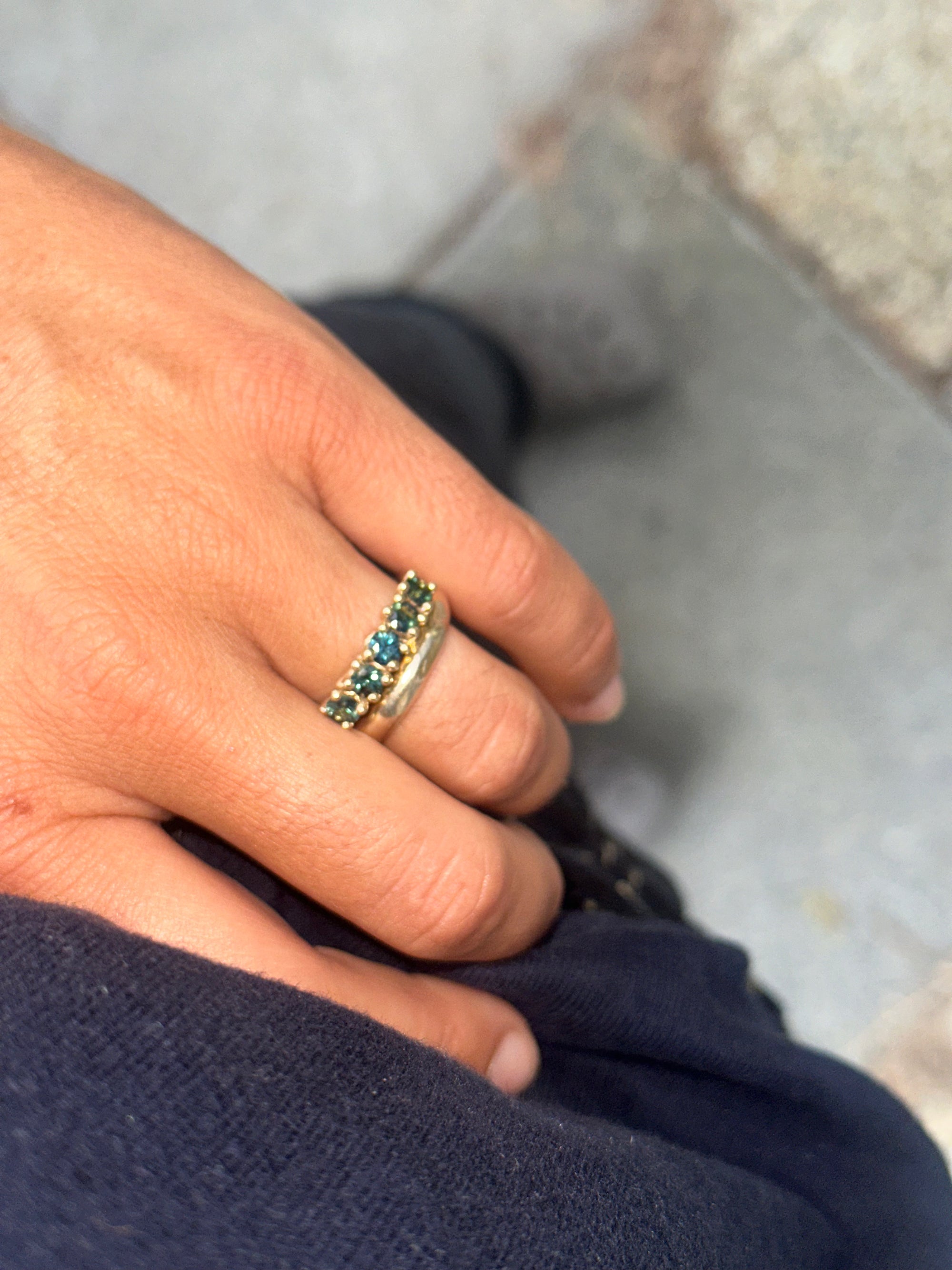 Teal Sapphires + 9ct Yellow Gold