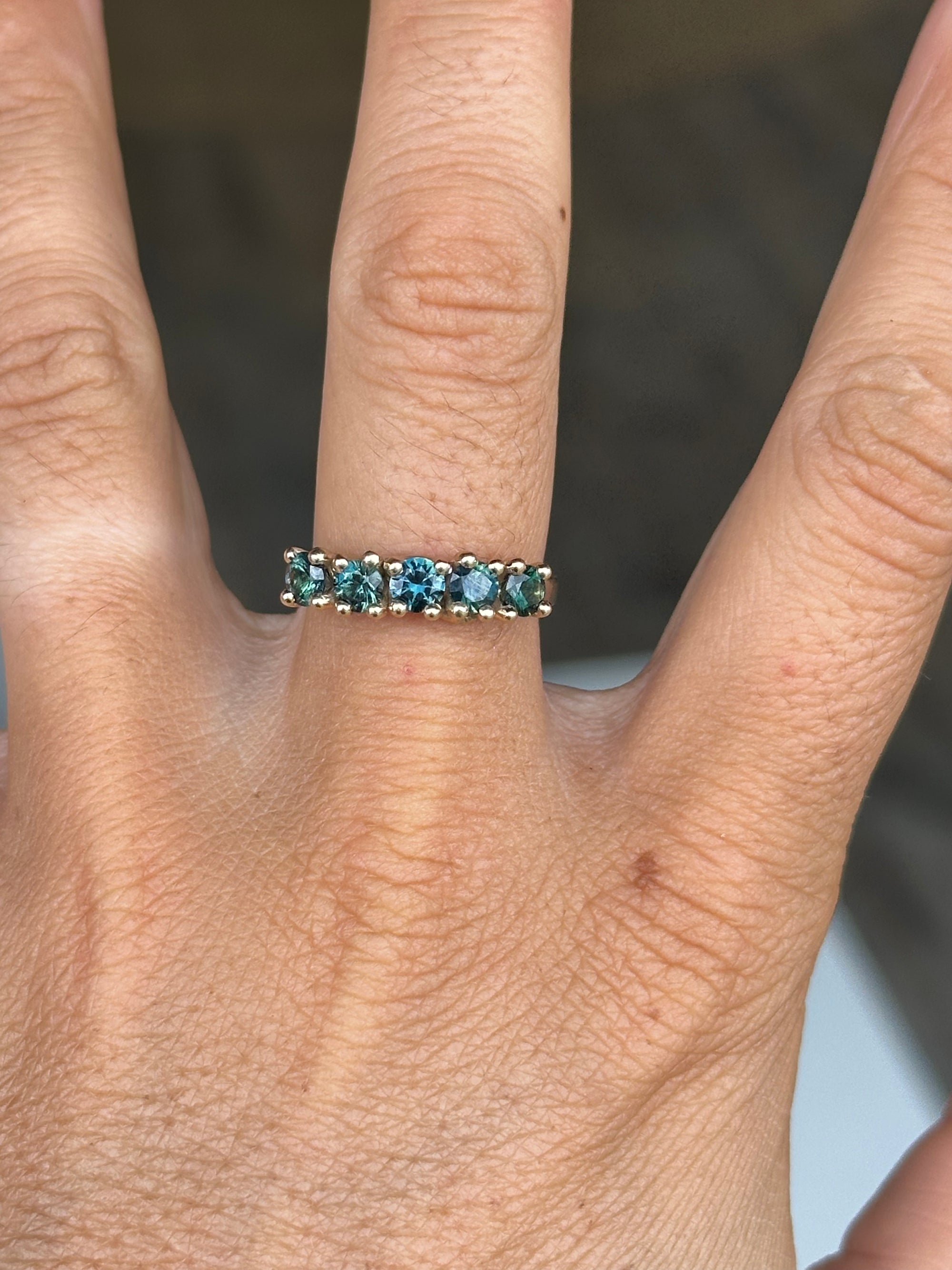 Teal Sapphires + 9ct Yellow Gold