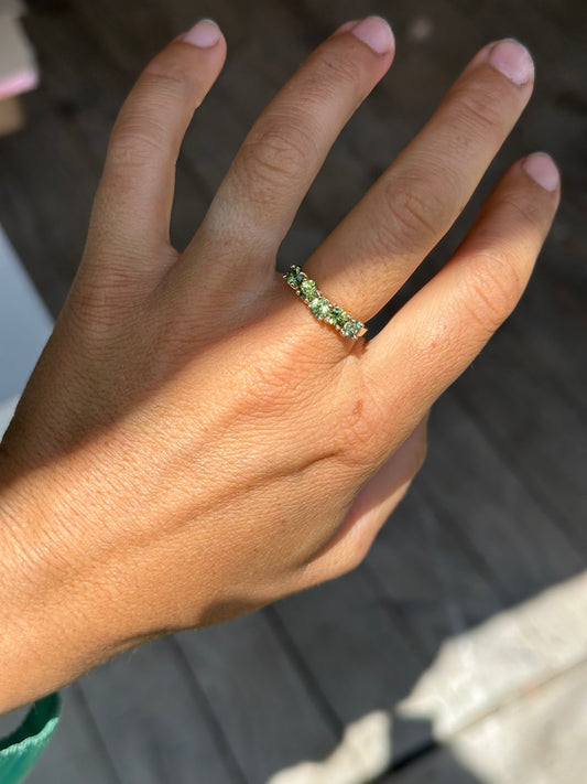 Green sapphires + 9ct yellow gold - large