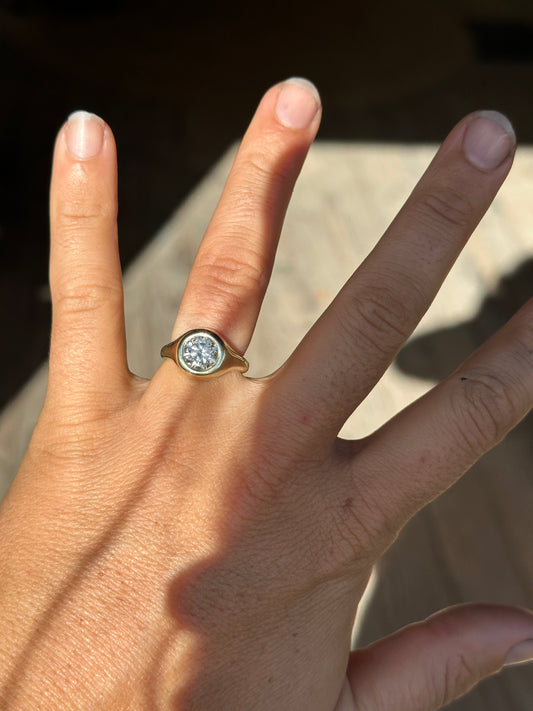diamond + gold signet solitaire