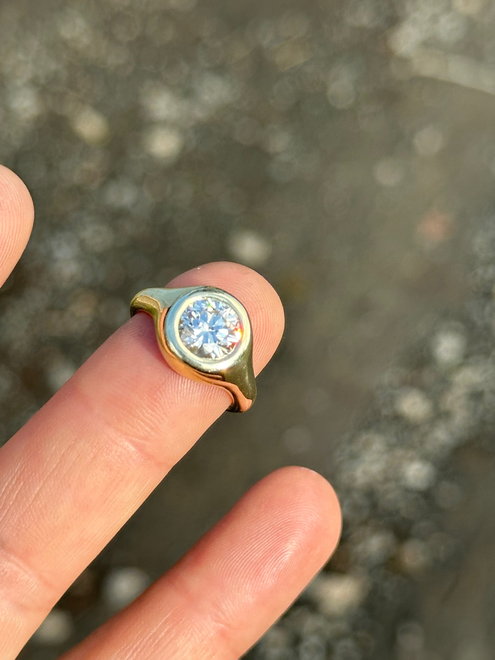 diamond + gold signet solitaire