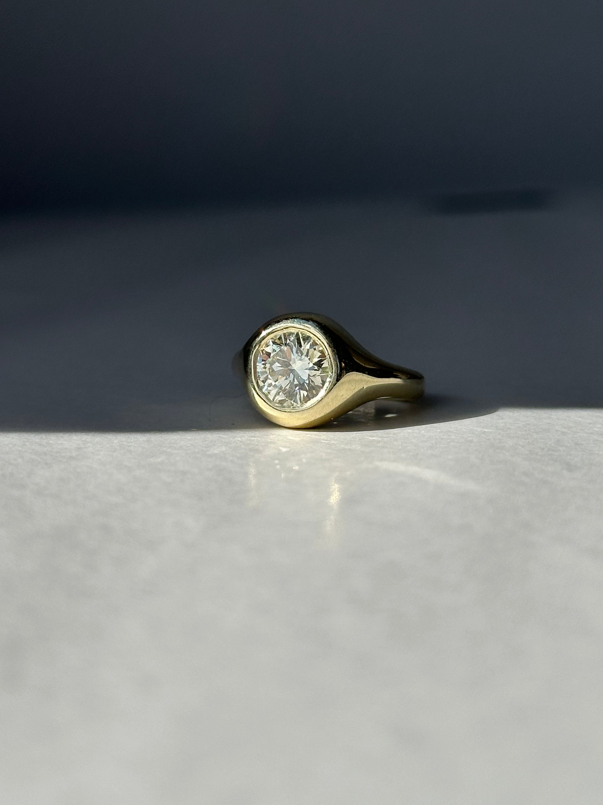 diamond + gold signet solitaire