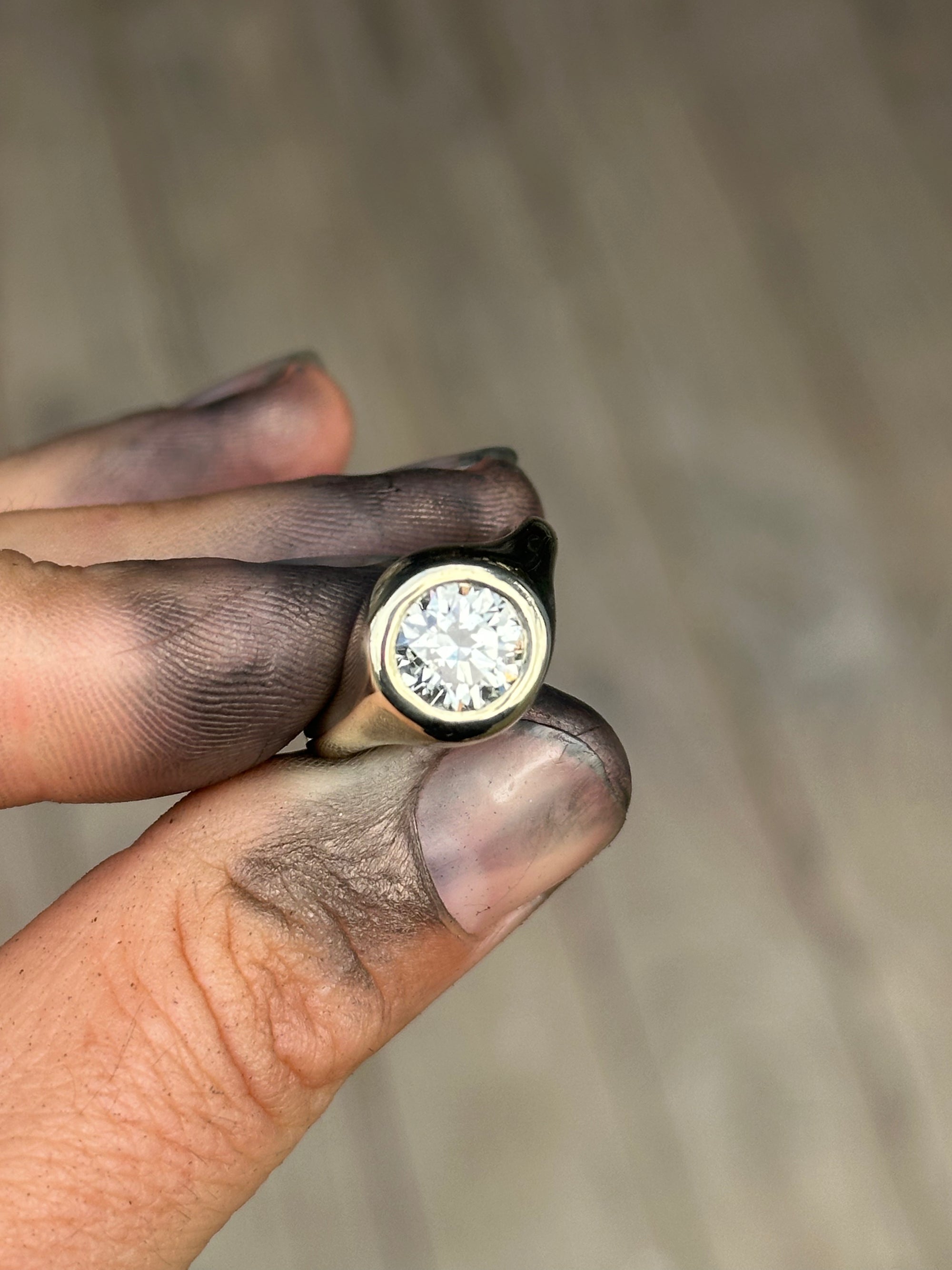 diamond + gold signet solitaire