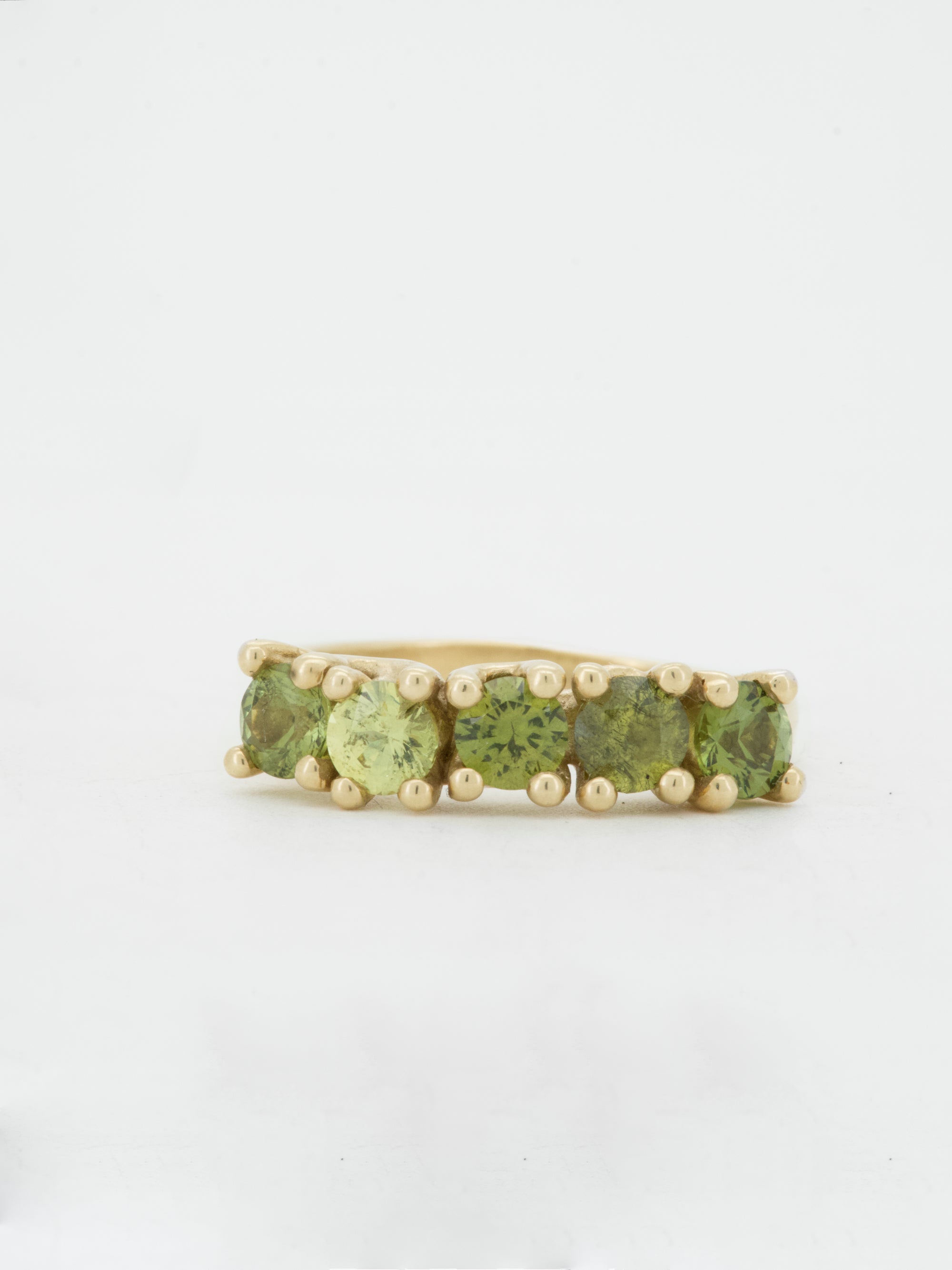 Green Sapphires + 9ct Yellow Gold